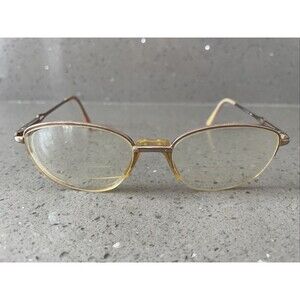 Safilo Eyeglasses Frames ONLY Elasta 51-17-130 4672 K9N gold half rim Italy Vtg